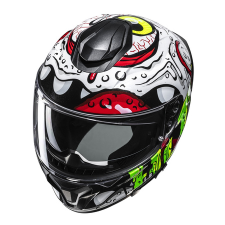 Kask integralny HJC C71 SQUEEZE WHITE/GREEN biały zielony fluo czerwony żółty czarny