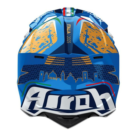 Kask cross AIROH WRAAAP 6DAYS ITALY 2025 GLOSS niebieski biały złoty