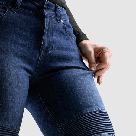 Jeansy motocyklowe damskie REBELHORN AGNESS 2 MONOLAYER WASHED BLUE niebieski