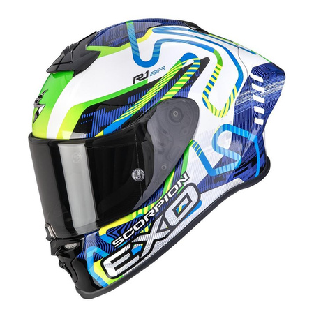 Kask integralny SCORPION EXO-R1 EVO II AIR CORNERING WHITE/BLUE/GREEN biały niebieski zielony
