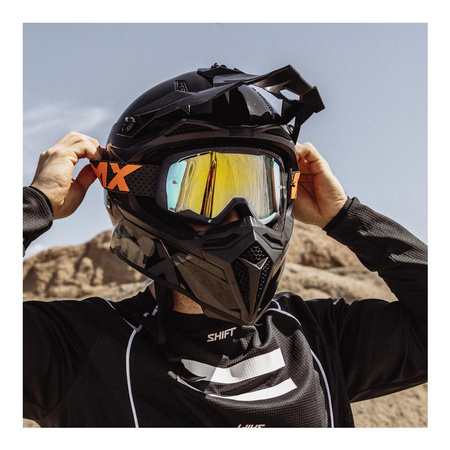 Gogle motocyklowe IMX ENDURANCE FLIP GRAPHIE BLUE MATT/ORANGE SZYBA IRIDIUM GOLD + CLEAR niebieski pomarańczowy