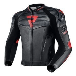 Kurtka skórzana REBELHORN VANDAL BLACK/FLO RED czarny czerwony fluo