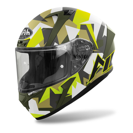 Kask integralny AIROH VALOR ARMY MATT biały żółty fluo szary zielony czarny