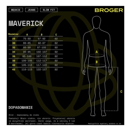 Jeansy motocyklowe BROGER MAVERICK BLACK czarny