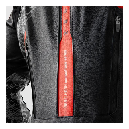 Kurtka skórzana REBELHORN VELOCE CAMO BLACK/GREY/FLUO RED czarny szary czerwony fluo