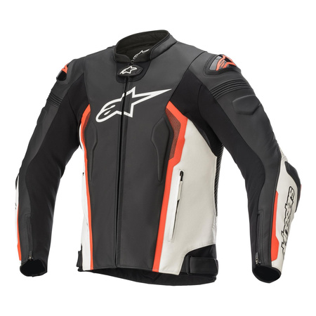 Kurtka skórzana ALPINESTARS MISSILE V2 BLACK/WHITE/FLUO RED czarny biały czerwony fluo