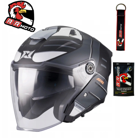 Kask otwarty AXXIS BLAZER SV ROUND B2 MATT czarny szary biały