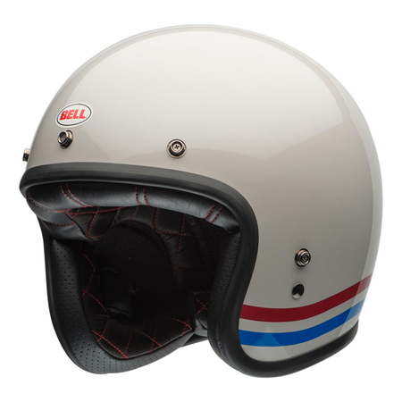 Kask otwarty BELL CUSTOM 500 ECE6 STRIPES PEARL WHITE/RED/BLUE biały czerwony niebieski