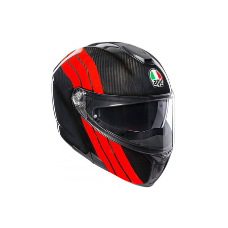Kask szczękowy AGV SPORTMODULAR STRIPES CARBON/RED czarny czerwony