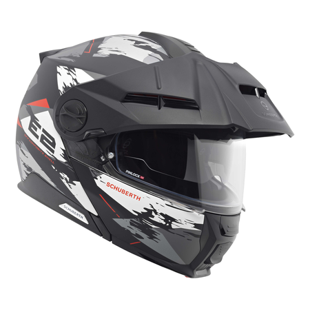 Kask szczękowy SCHUBERTH E2 ECE TRAIL GREY biały szary czerwony
