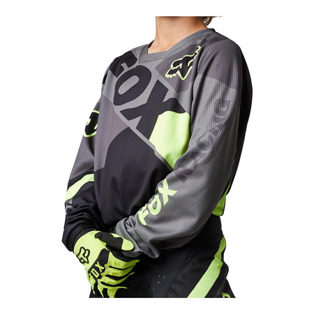 Bluza cross dziecięca FOX JUNIOR 180 XPOZR PEWTER czarny szary żółty fluo