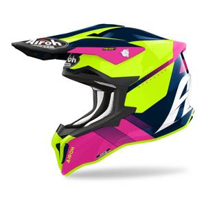 Kask cross AIROH STRYCKER BLAZER BLUE/PINK GLOSS żółty fluo różowy niebieski