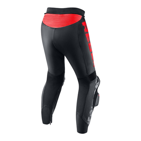 Spodnie skórzane REBELHORN REBEL BLACK/FLO RED czarny czerwony fluo
