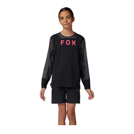 Koszulka rowerowa dziecięca FOX JUNIOR DEFEND Z DŁUGIM RĘKAWEM TAUNT BLACK czarny