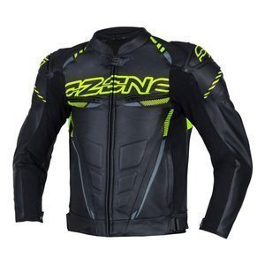 Kurtka skórzana OZONE RS600 BLACK/FLO YELLOW czarny żółty fluo szary