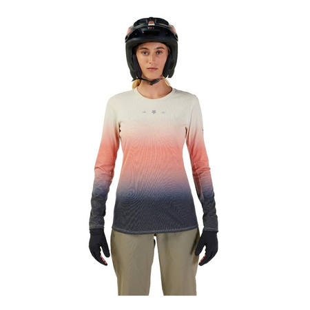 Koszulka rowerowa damska FOX LADY RANGER Z DŁUGIM RĘKAWEM DRIRELESE MID LUNAR BONE beżowy granatowy pomarańczowy