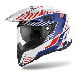 Kask integralny AIROH COMMANDER BOOST WHITE/BLUE GLOSS biały niebieski czerwony