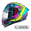 Kask integralny NZI TRENDY CAMU BLUE NEON PINK BLUE S MATT niebieski różowy