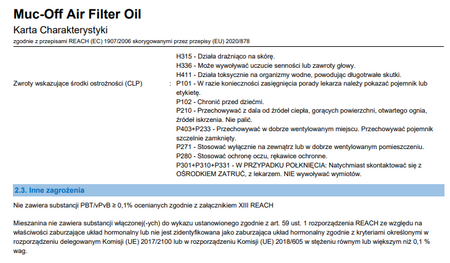 Olej do filtrów powietrza MUC-OFF 1L