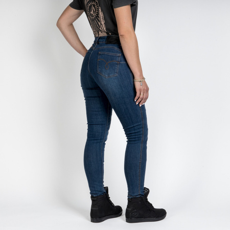 Jeansy motocyklowe damskie OZONE STRIKER LADY SLIM FIT WASHED BLUE niebieski
