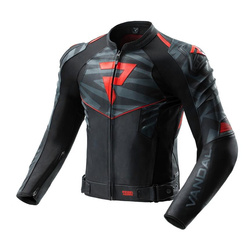 Kurtka skórzana REBELHORN VANDAL 2 BLACK/GREY/FLUO RED czarny szary czerwony fluo