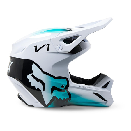 Kask cross FOX V1 TOXSYK WHITE biały niebieski