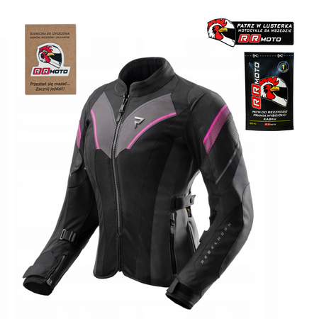 Kurtka tekstylna damska REBELHORN HIFLOW V LADY BLACK/GREY/FLUO PINK czarny szary różowy