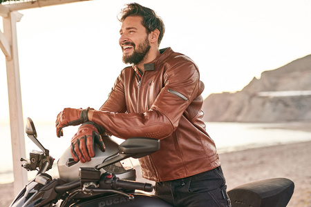 Kurtka skórzana SHIMA HUNTER+ 2.0 LIGHT BROWN brązowy