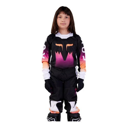 Bluza cross dziecięca FOX JUNIOR 180 FLORA BLACK czarny pomarańczowy