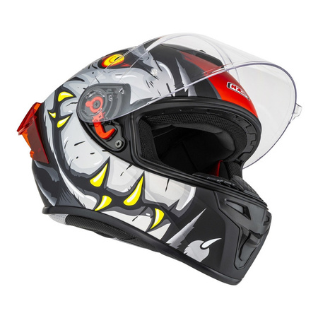 Kask integralny NZI TRENDY 3 RAPTOR BLACK GREY RED MATT czarny szary czerwony