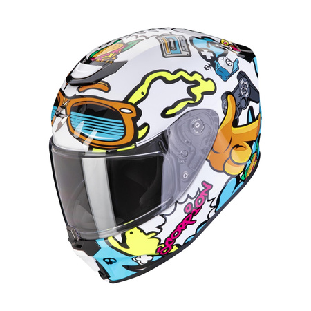 Kask integralny dziecięcy SCORPION EXO-JNR FUN WHITE/BLUE biały niebieski