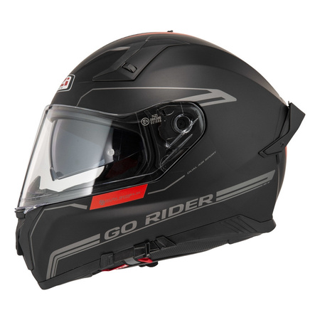 Kask integralny NZI GO RIDER STREAM DUO SOLID BLACK RED MATT czarny czerwony
