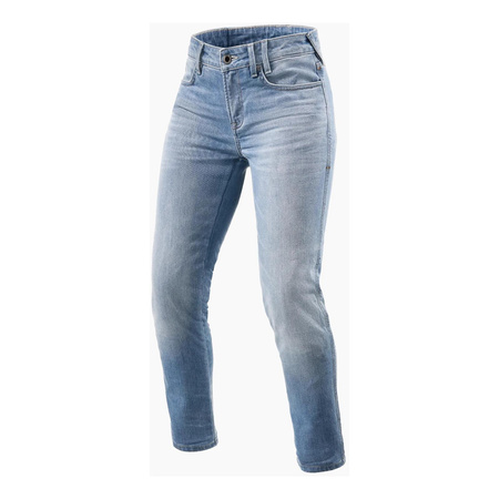 Jeansy motocyklowe damskie REVIT SHELBY 2 LADY SHORT LIGHT BLUE USED niebieski