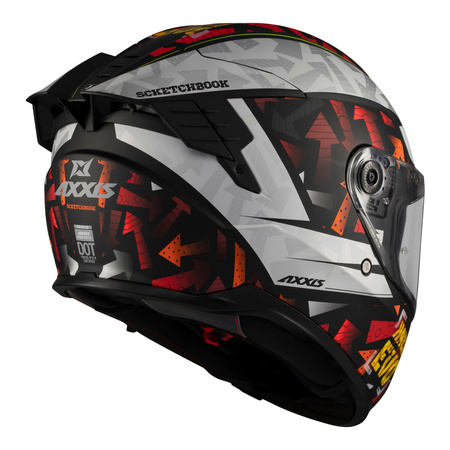 Kask integralny AXXIS HAWK EVO SV SKETCHBOOK B2 MATT czerwony czarny biały