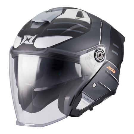 Kask otwarty AXXIS BLAZER SV ROUND B2 MATT czarny szary biały