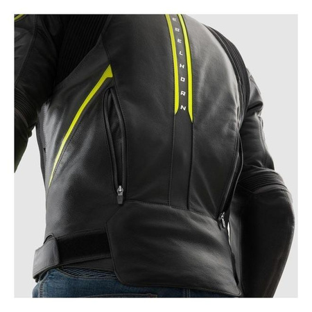 Kurtka skórzana REBELHORN VELOCE BLACK/GREY/FLUO YELLOW czarny szary żółty fluo