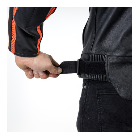 Kurtka skórzana OZONE RS600 BLACK/FLO RED czarny czerwony fluo szary