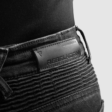 Jeansy motocyklowe damskie REBELHORN AGNESS 2 MONOLAYER WASHED BLACK czarny