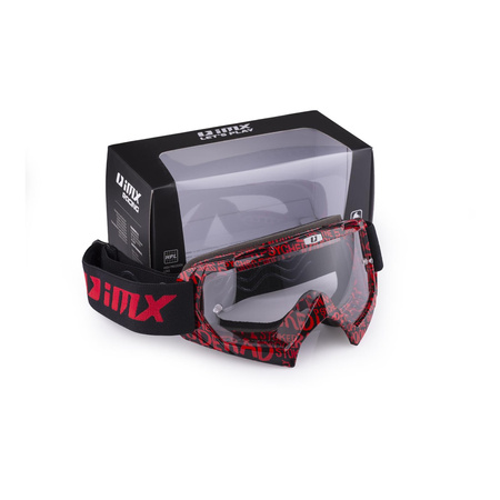 Gogle motocyklowe IMX MUD GRAPHIC RED/BLACK SZYBA CLEAR czerwony czarny mat