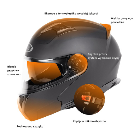 Kask szczękowy OZONE STORM GLOSS BLACK czarny