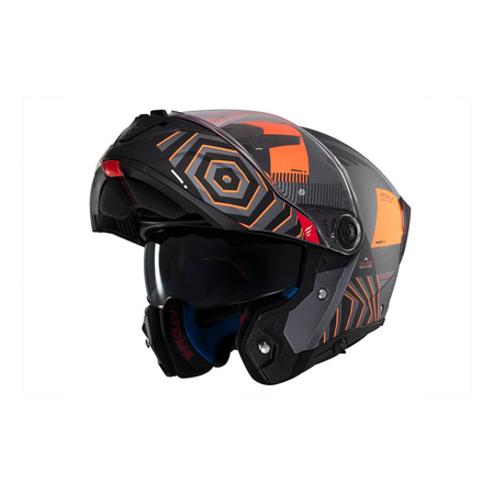 Kask szczękowy MT ATOM 2 SV STRANGE C4 MATT czarny pomarańczowy fluo