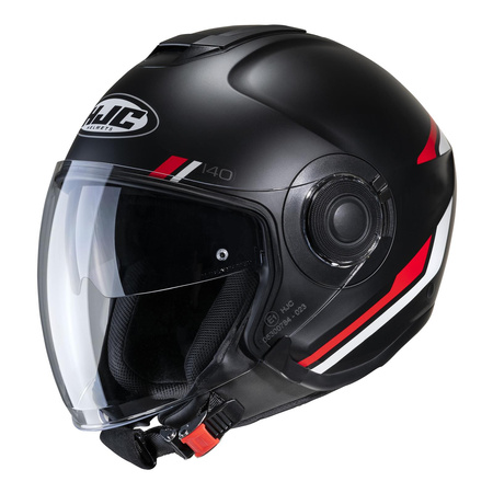 Kask otwarty HJC I40 PADDY BLACK/WHITE czarny biały czerwony