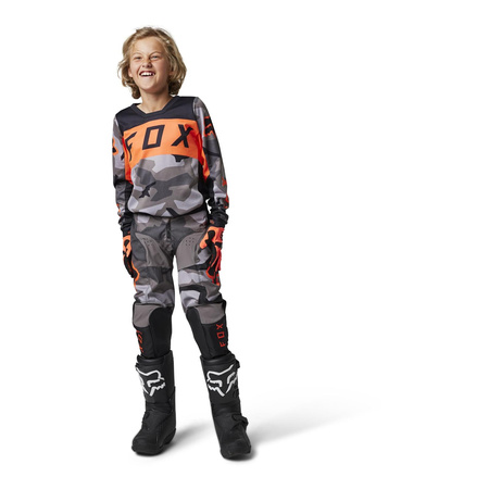 Spodnie cross dziecięce FOX JUNIOR 180 BNKR GREY CAMO czarny szary pomarańczowy