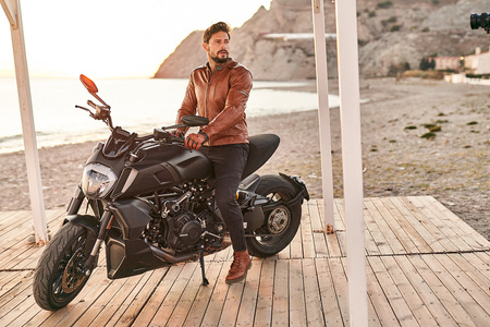 Kurtka skórzana SHIMA HUNTER+ 2.0 LIGHT BROWN brązowy