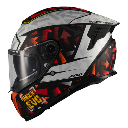 Kask integralny AXXIS HAWK EVO SV SKETCHBOOK B2 MATT czerwony czarny biały