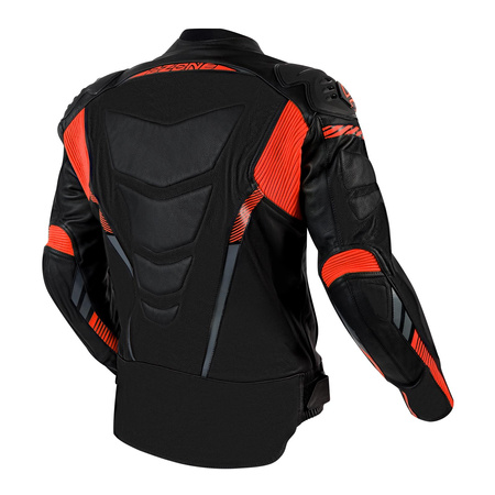 Kurtka skórzana OZONE RS600 BLACK/FLO RED czarny czerwony fluo szary