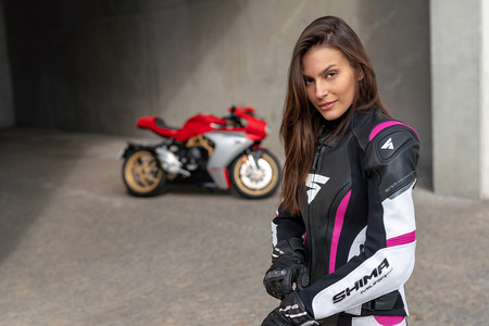 Kurtka skórzana damska SHIMA MIURA 2.0 PINK FLUO czarny różowy