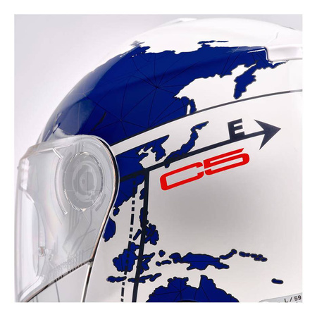 Kask szczękowy SCHUBERTH C5 ECE GLOBE BLUE biały niebieski czerwony