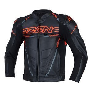 Kurtka skórzana OZONE RS600 BLACK/FLO RED czarny czerwony fluo szary