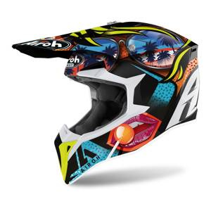 Kask cross AIROH WRAAP LOLLIPOP GLOSS czarny żółty fluo niebieski biały pomarańczowy